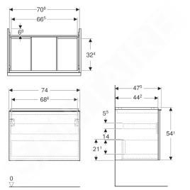 Geberit Acanto - Meuble lavabo, 74x54x48 cm, 1 tiroir, chêne 503.004.JH.1