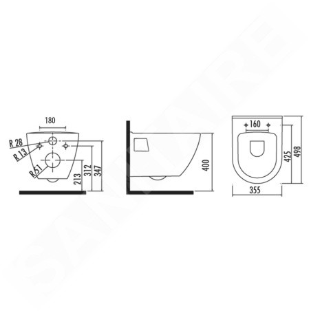 Aqualine Nera - Cuvette suspendue, blanc NS952