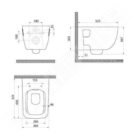 Bruckner Walter - Toilettes suspendues, Rimless, blanc 201.502.0
