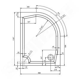 Gelco Receveurs - Receveur de douche RIVA, 1200x900 mm, gauche, blanc GR12090L