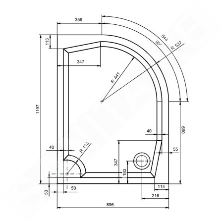 Gelco Receveurs - Receveur de douche RIVA, 1200x900 mm, gauche, blanc GR12090L