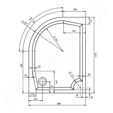 Gelco Receveurs - Receveur de douche RIVA, 1200x900 mm, droite, blanc GR12090R