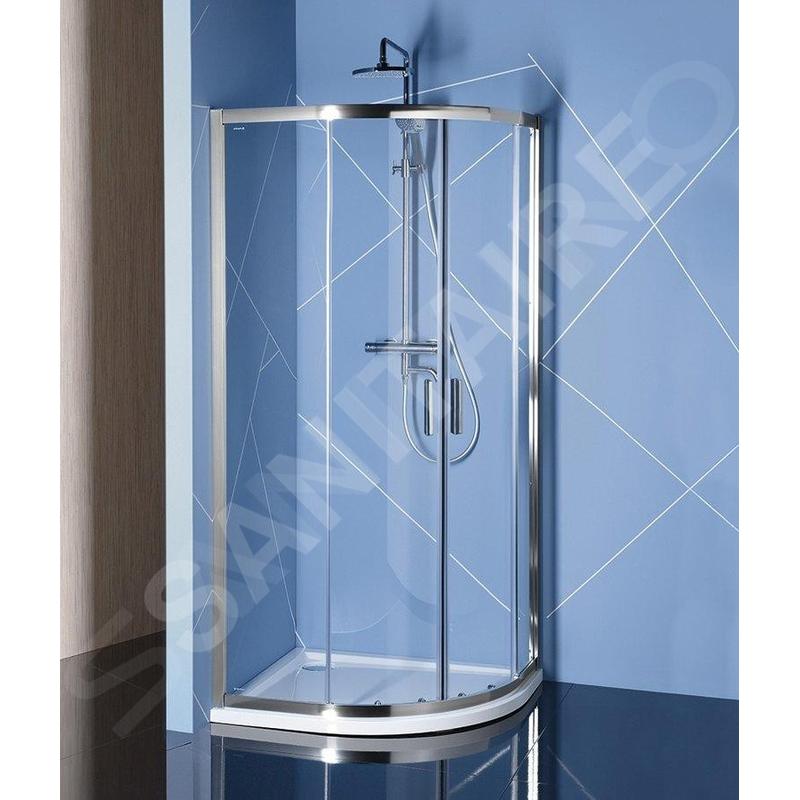 Polysan Easy Line - Cabine de douche quart de cercle, 900 x 800 mm, aluminium poli/verre clair EL2815