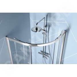 Polysan Easy Line - Cabine de douche quart de cercle, 900 x 800 mm, aluminium poli/verre clair EL2815