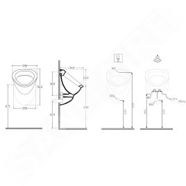 Aqualine Dynasty - Urinoir 390x580 mm, arrivée d'eau arrière, blanc 10SZ92001-DS
