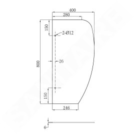 Sapho Accessoires - Paroi de séparation entre urinoirs 400x800 mm, verre dépoli 2502-05