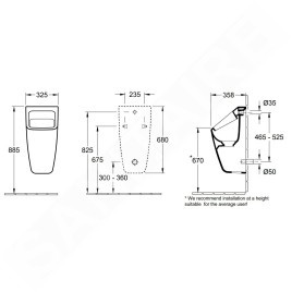 Villeroy & Boch Architectura - Urinoir à action siphonique, alimentation arrière, blanc alpin 55870001