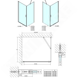 Polysan Zoom Line - Porte de douche 800 mm, verre clair/aluminium poli ZL1280
