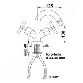 Sapho Reitano Rubinetteria Axia - Mitigeur de bidet, chrome 518/S