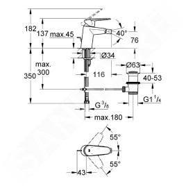 Grohe Eurodisc Cosmopolitan - Mitigeur de bidet, chrome 33244002