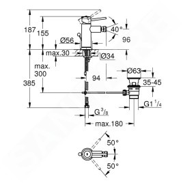 Grohe Start Classic - Mitigeur de bidet avec vidage, chrome 23785000