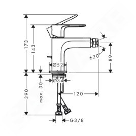 Hansgrohe Rebris S - Mitigeur de bidet avec vidage, noir mat 72212670
