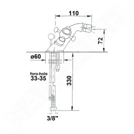 Sapho Reitano Rubinetteria Antea - Mitigeur de bidet avec bonde, chrome 3181