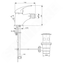 Novaservis Metalia 55 - Robinetterie de bidet avec vidage, chrome 55011,0