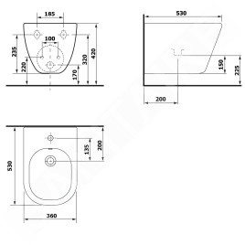 Sapho Céramique - Bidet suspendu Paco, blanc PZ2012