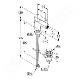 Kludi Zenta SL - Mitigeur de bidet avec vidage, chrome 485300565