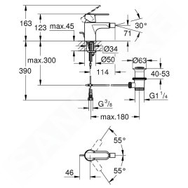 Grohe Get - Mitigeur de bidet avec vidage, chrome 32885000