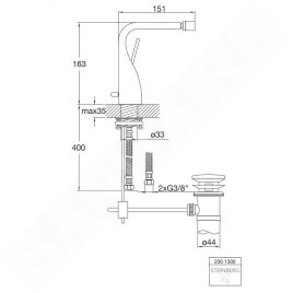 Steinberg 230 - Mitigeur de bidet avec vidage, chrome 230 1300