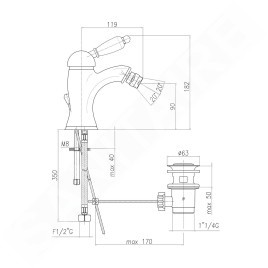Sapho Kirké Black - Mitigeur de bidet avec vidage, bronze KI03NB