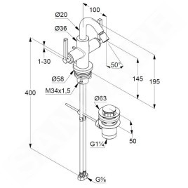 Kludi Nova Fonte - Mitigeur de bidet avec vidage, chrome 203130515