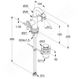 Kludi Nova Fonte - Mitigeur de bidet avec vidage, chrome 203130520