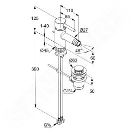 Kludi Bozz - Mitigeur de bidet avec vidage, blanc mat 385335376