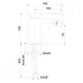 Sapho Latus - Mitigeur de bidet, noir mat 1102-73B