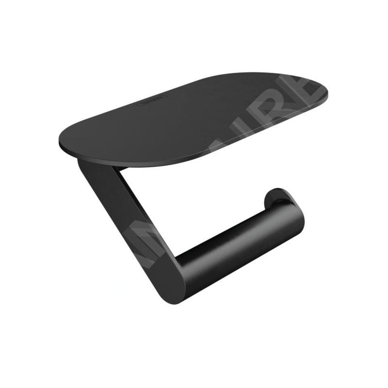 Hansgrohe WallStoris - Porte-papier toilette avec étagère, noir mat 27928670