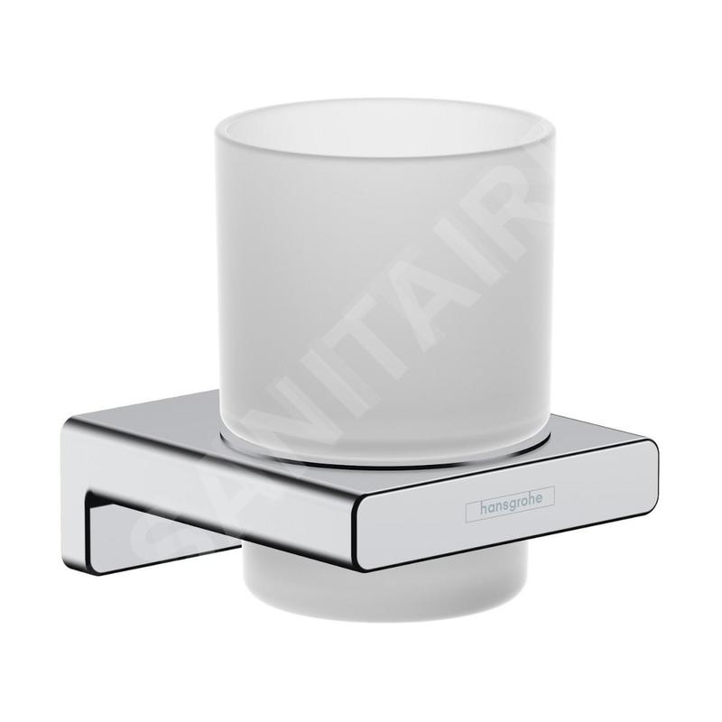 Hansgrohe AddStoris - Porte-verre pour brosse à dents et dentrifrice avec support, verre mat / chrome 41749000