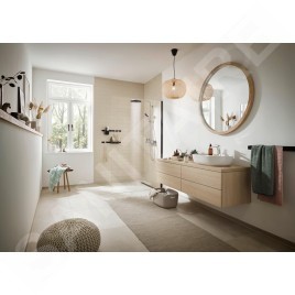 Hansgrohe WallStoris - Set de pommeau de douche 105, 3 jets, thermostat et accessoires de salle de bain, noir mat 24250670