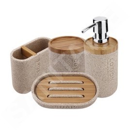 Nimco Kora - Set d'accessoires de salle de bain 4 en 1, beige sable / bambou KO 24000SET-86