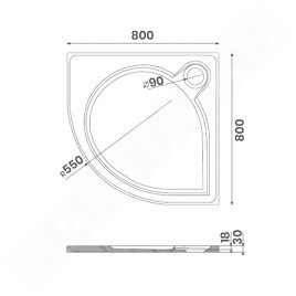 Gelco Receveurs - Receveur de douche Arca, 800x800 mm, blanc PA558