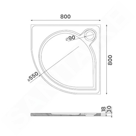 Gelco Receveurs - Receveur de douche Arca, 800x800 mm, blanc PA558