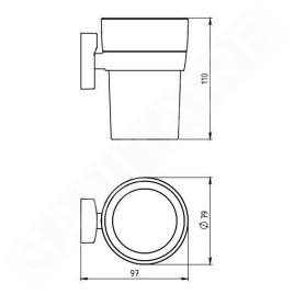 Novaservis Metalia 12 - Verre pour brosses à dents et dentifrice avec support, verre/chrome 0206,0