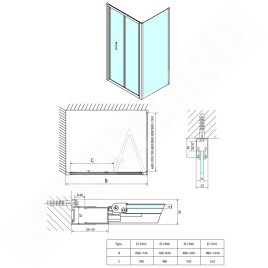 Polysan Easy Line - Porte de douche 1000 mm, verre clair EL1910