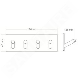 Sapho Accessoires - Crochet quadruple autocollant, inox brossé 31204