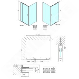 Polysan Easy Line - Porte de douche pivotante 880-1020 mm, verre Brick EL1738