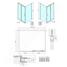 Polysan Easy Line - Porte de douche coulissante 1200 mm, verre Brick EL1238