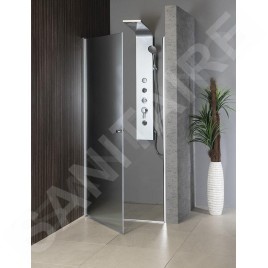 Aqualine Cabines de douche - Porte de douche Pilot, 800 mm, aluminium brillant/verre Brick PT080