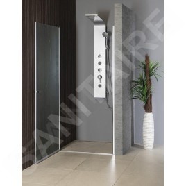 Aqualine Cabines de douche - Porte de douche Pilot, 800 mm, aluminium brillant/verre Brick PT080