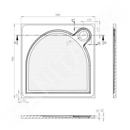 Gelco Receveurs - Receveur de douche Larca G5, 900x900 mm, marbre coulé, blanc PL009