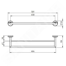 Novaservis Metalia 11 - Double porte-serviettes 500 mm, chrome 0124,0