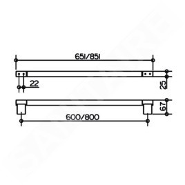 Keuco Plan - Porte-serviettes, longueur 650 mm, noir mat 14901370600