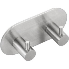 Sapho Accessoires - Crochet double autocollant, rond, inox brossé 32202