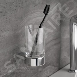Keuco Plan - Gobelet brosse à dent et dentifrice avec support, verre/chrome 14950010100