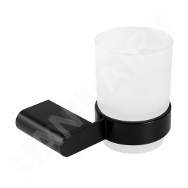 Novaservis Titania Naty - Verre pour brosses à dents et dentifrice avec support, noir/verre mat 66606,5