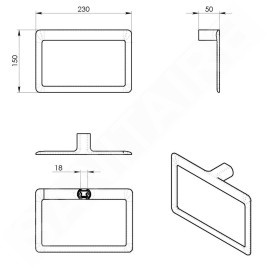 Sapho Gedy Pirenei - Porte-serviettes 230x150 mm, chrome PI7013