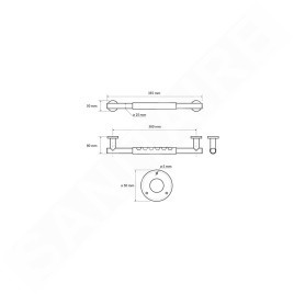 Sapho X-Round - Barre d'appui antidérapante, longueur 300 mm, inox XR504