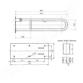 Sapho Équipement de salle de bain - Poignée pour baignoire 600 mm, inox XH516