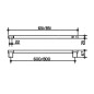 Keuco Plan - Porte-serviettes, longueur 850 mm, noir mat 14901370800